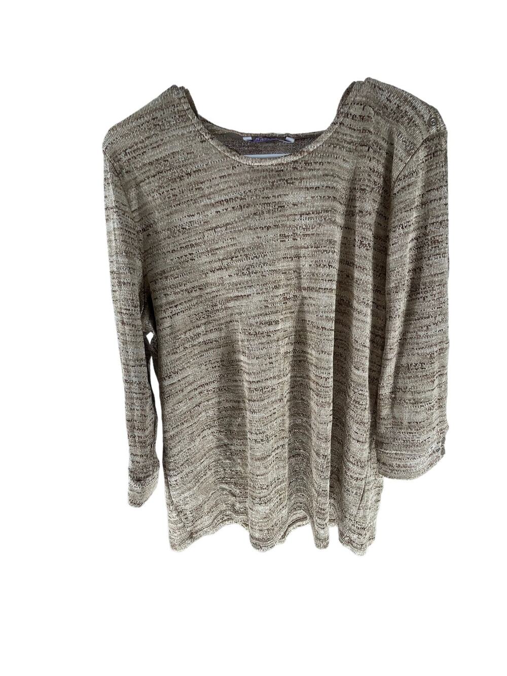 Allison Daley Brown Knit Button Shoulder Pullover Sweater Women's Size XL